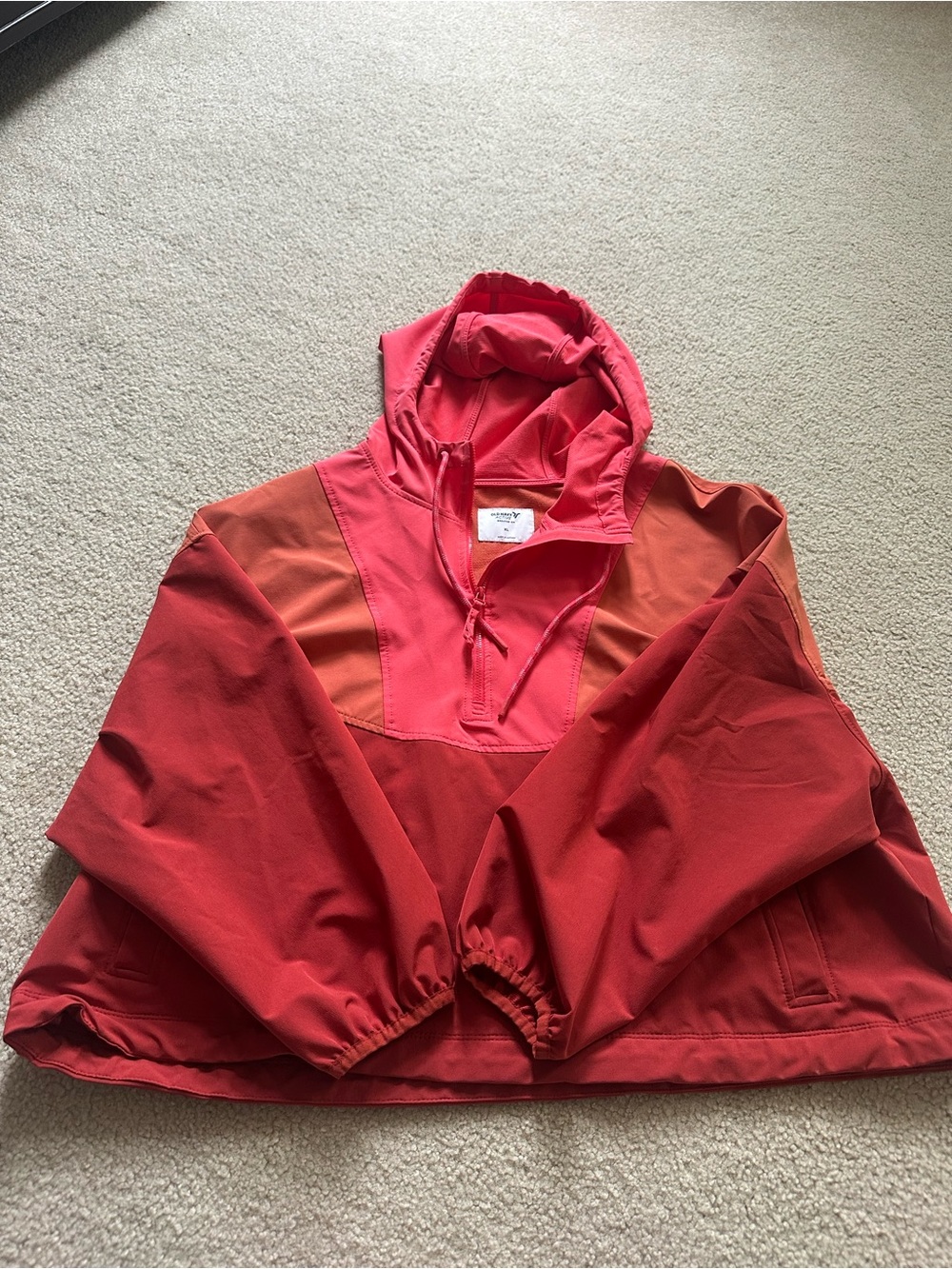Red-Orange Pullover Anorak jacket